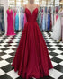 Sexy Spaghetti Straps Prom Dresses with V-Neck 2018 A line Long Prom Party Gowns Pageant Dress